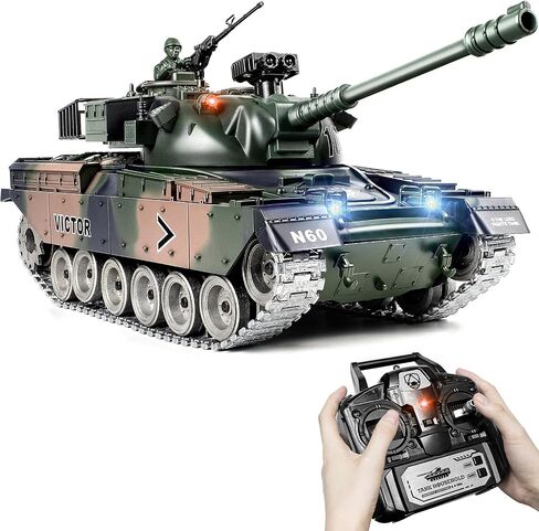 Supdex RC Tank, 1:18 Alloy Metal US M60 Remote Control Army Model Toys, 2.4Ghz RC Vehicle with Realistic Smoke, Sound and Lights, Military Tank that Shoots BBS for boy 8 Years Old+ in Kuwait