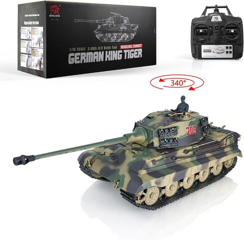 wheelfun Henglong 2.4G 1/16 Tk7.0 Plastic German King Tiger RTR RC Tank Toys 3888A Bb Airsoft Smoke Sound Effect BB Shooting Airsoft Tank that Shoot in Kuwait