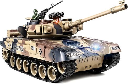 Supdex 1:18 Remote Control Tank, 2.4Ghz Russian T-90 RC Tank Model Toys, Battle Army with Smoke, Light Sound, Volume Switch, Military Toy for boy 8 Years Old+ that Shoots BBS in Kuwait