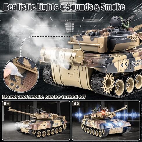 Supdex 1:18 Remote Control Tank, 2.4Ghz Russian T-90 RC Tank Model Toys, Battle Army with Smoke, Light Sound, Volume Switch, Military Toy for boy 8 Years Old+ that Shoots BBS in Kuwait
