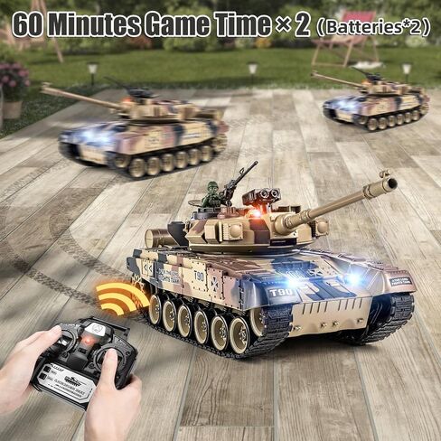 Supdex 1:18 Remote Control Tank, 2.4Ghz Russian T-90 RC Tank Model Toys, Battle Army with Smoke, Light Sound, Volume Switch, Military Toy for boy 8 Years Old+ that Shoots BBS in Kuwait
