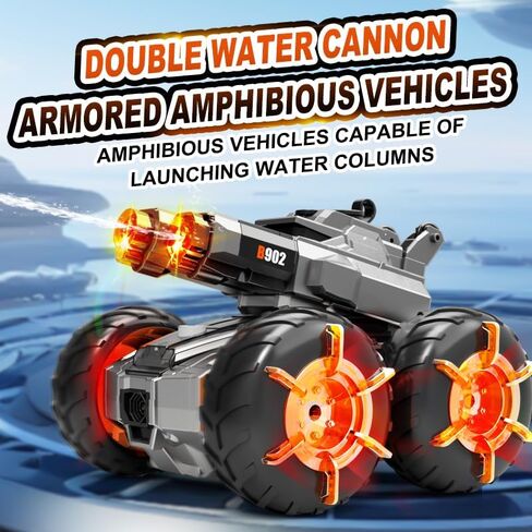Amphibious Waterproof Remote Control Car, 4WD Stunt Tank with Water Cannons in Kuwait