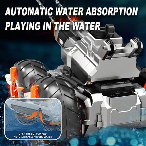 Amphibious Waterproof Remote Control Car, 4WD Stunt Tank with Water Cannons in Kuwait