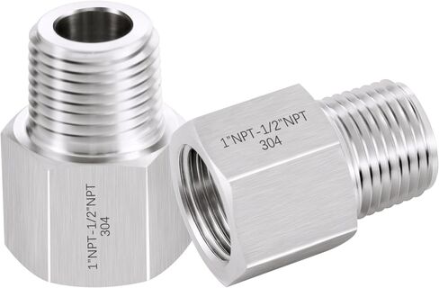 304 Stainless Steel Forged Hex Reducer, 3/8" NPT Female x 3/8" NPT Male, Stainless Steel Pipe Fitting 2 Pack in Kuwait