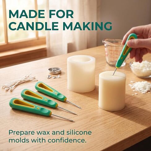 3 Pcs Green Round Hole Cone Hand Drills Punch Needle Candles Wick Tools for DIY Silicone Mould Making Punch Candle Making in Kuwait