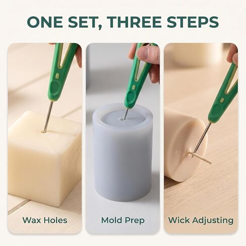 3 Pcs Green Round Hole Cone Hand Drills Punch Needle Candles Wick Tools for DIY Silicone Mould Making Punch Candle Making in Kuwait