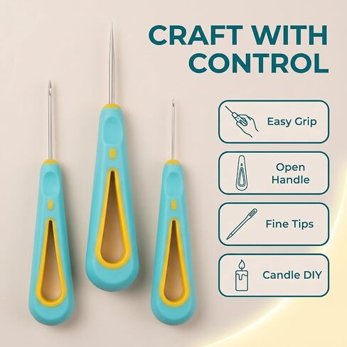 3 Pcs Green Round Hole Cone Hand Drills Punch Needle Candles Wick Tools for DIY Silicone Mould Making Punch Candle Making in Kuwait