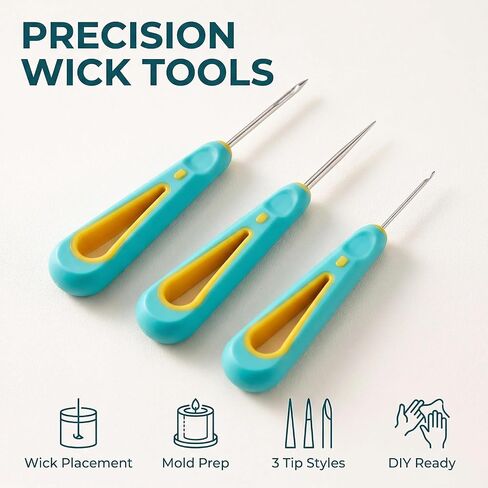 3 Pcs Green Round Hole Cone Hand Drills Punch Needle Candles Wick Tools for DIY Silicone Mould Making Punch Candle Making in Kuwait