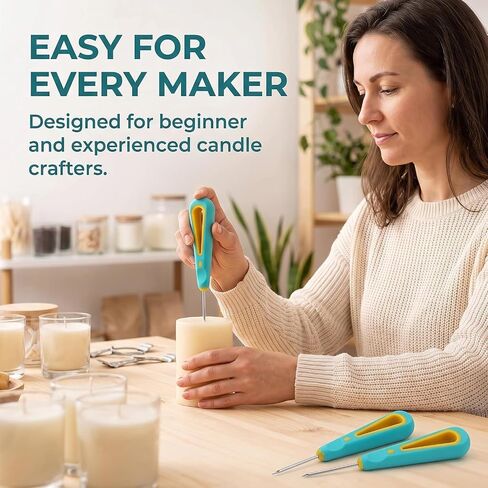 3 Pcs Green Round Hole Cone Hand Drills Punch Needle Candles Wick Tools for DIY Silicone Mould Making Punch Candle Making in Kuwait