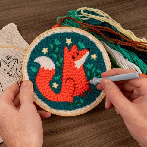 Kikkerland Punch Needle - Fox - Includes Everything Needed in Kuwait