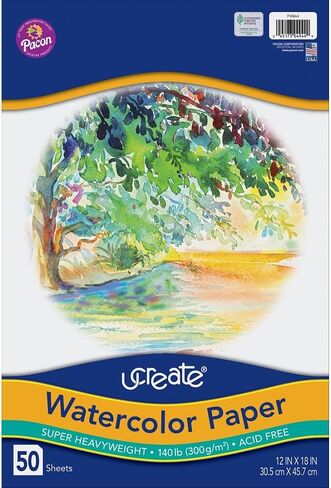 UCreate Watercolor Paper, Bulk, 140 Lb., White, 9" x 12", 50 Sheets in Saudi Arabia