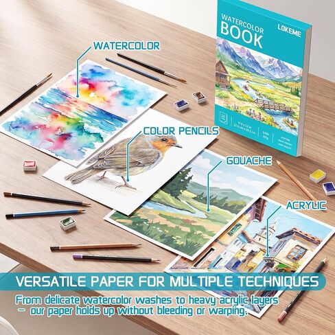 LOKEME Water Color Paper,9"x12"Watercolor Paper,20 Sheets(140lb/300gsm) in Kuwait