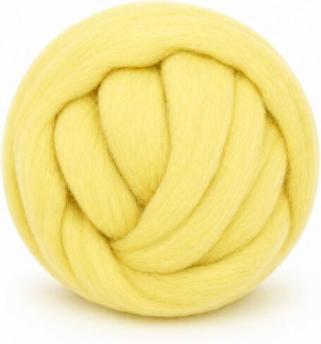 1.76oz(50g) Wool Roving: Needle Felting Wool White Roving Wool Felting Supplies Pure Wools Chunky Yarn Spinning Wool Roving for Needle Felting Wet DIY Hand Spinning(Primrose Yellow) in Kuwait