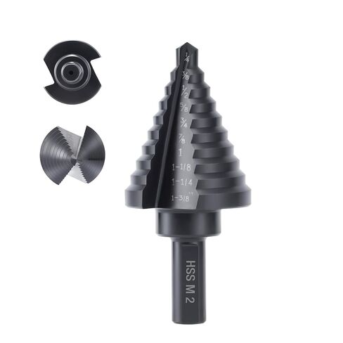 Lichamp Step Drill Bit for Metal Sheet Heavy Duty, Genuine M2 HSS Step Up Down Drill Bit Stepper Unibit for Steel Hole, 10 Sizes from 1/4 to 1-3/8 inches in Saudi Arabia