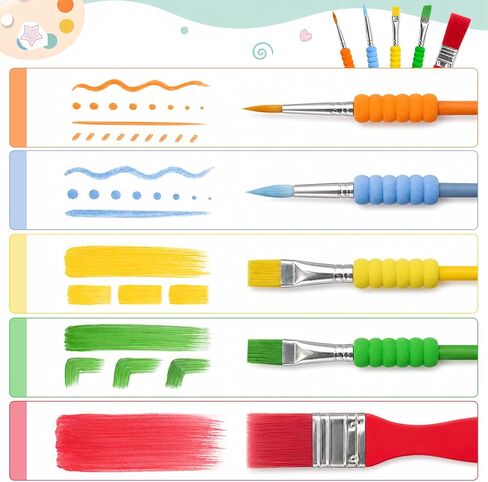 5Pcs Donut Sponge Paint Brushes, Anti Slip Nylon Bristles in Saudi Arabia
