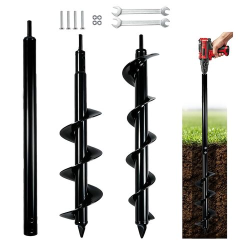 Cyleodo Garden Auger Spiral Drill Bits，4X12" Post Hole Diggers Auger Drill Bit Drill Auger Attachment with Non-Slip 3/8" Hex Drive Drill in Kuwait