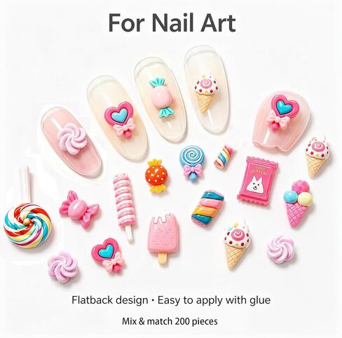 200Pcs Candy Resin Charms Flatback for Nail Art, Slime & Crafts in Kuwait