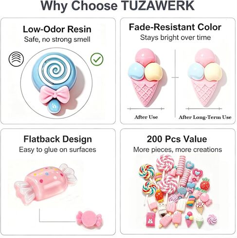 200Pcs Candy Resin Charms Flatback for Nail Art, Slime & Crafts in Kuwait