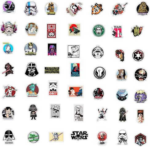 100Pcs Star Wars Stickers for Water Bottle, Cool Cartoon Movie Waterproof Vinyl Stickers for Adult Teen Girl Kids Laptop Skateboard Bike Guitar Laggage Travel Case Helmet Notebook Scrapbook in Kuwait