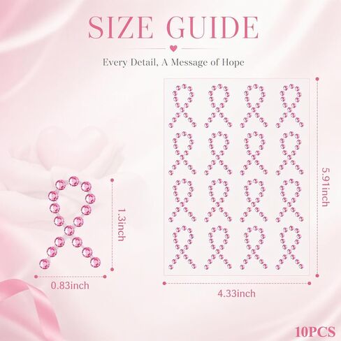 160 Pcs Breast Cancer Awareness Gem Stickers,Pink Ribbon Decals for Women in Kuwait
