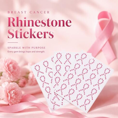 160 Pcs Breast Cancer Awareness Gem Stickers,Pink Ribbon Decals for Women in Kuwait