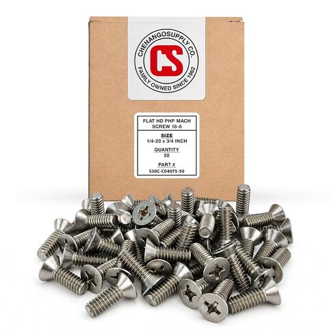 Stainless 1/4-20 x 3/4" (5/8" to 2-1/2" Lengths Available) Flat Head Machine Screws, Full Thread, Phillips Drive, Stainless Steel 18-8, Machine Thread (1/4-20 x 3/4") in Saudi Arabia