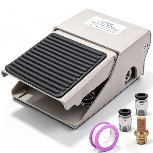 Twidec/Pneumatic Foot Pedal Valve Kit 1/4" NPT 3 Way 2 Position Threaded Rubber Nonslip Pressure Control Foot Switch With Silencer And 2Pcs 6mm Pneumatic Fittings FV-320-PC6-X in Kuwait