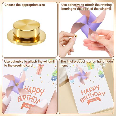 20Pcs Card Making Rotating Spinners Dies, 360° Smooth Spinners for DIY Paper Crafts Scrapbooking Jewelry Nail Art, Mini Metal Bearings for Greeting Cards, Gold 5x7x2.5mm in Kuwait