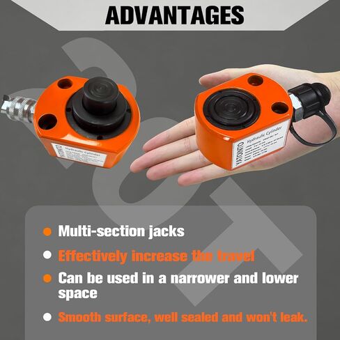 YATOINTO Porta Power Kit, 10 Ton Low Profile Hydraulic Jack with Manual Hydraulic Hand Pump Multi Section Jack, Kit of Porta Power，Mini Hydraulic Lifting Cylinders, Manual Low Profile Jack in Saudi Arabia