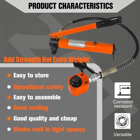YATOINTO Porta Power Kit, 10 Ton Low Profile Hydraulic Jack with Manual Hydraulic Hand Pump Multi Section Jack, Kit of Porta Power，Mini Hydraulic Lifting Cylinders, Manual Low Profile Jack in Saudi Arabia