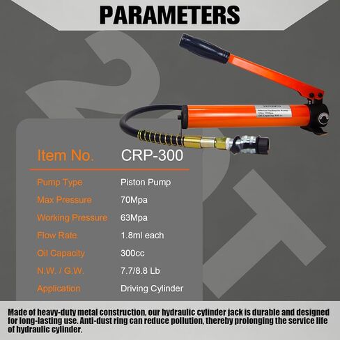 YATOINTO Porta Power Kit, 10 Ton Low Profile Hydraulic Jack with Manual Hydraulic Hand Pump Multi Section Jack, Kit of Porta Power，Mini Hydraulic Lifting Cylinders, Manual Low Profile Jack in Saudi Arabia