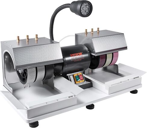 VEVOR Cabbing Machine, 6" 1/4HP 1800rpm Efficient, Lapidary Rock Grinder Polisher With Lamp & Water Pump, Gem Faceting Machine, Rock Grinding Machine for Gem Jade Stone, Create Cabochons for Necklaces in Kuwait