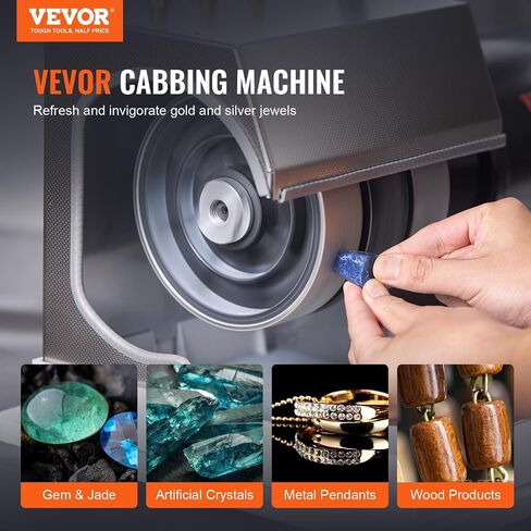 VEVOR Cabbing Machine, 6" 1/4HP 1800rpm Efficient, Lapidary Rock Grinder Polisher With Lamp & Water Pump, Gem Faceting Machine, Rock Grinding Machine for Gem Jade Stone, Create Cabochons for Necklaces in Kuwait