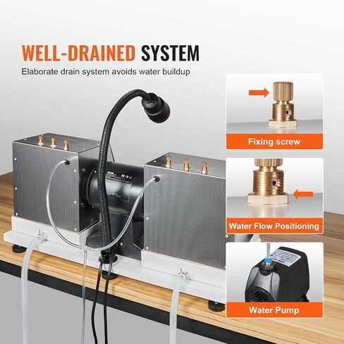 VEVOR Cabbing Machine, 6" 1/4HP 1800rpm Efficient, Lapidary Rock Grinder Polisher With Lamp & Water Pump, Gem Faceting Machine, Rock Grinding Machine for Gem Jade Stone, Create Cabochons for Necklaces in Kuwait