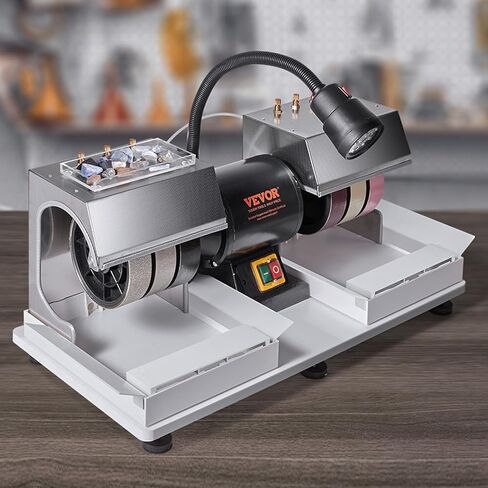 VEVOR Cabbing Machine, 6" 1/4HP 1800rpm Efficient, Lapidary Rock Grinder Polisher With Lamp & Water Pump, Gem Faceting Machine, Rock Grinding Machine for Gem Jade Stone, Create Cabochons for Necklaces in Kuwait