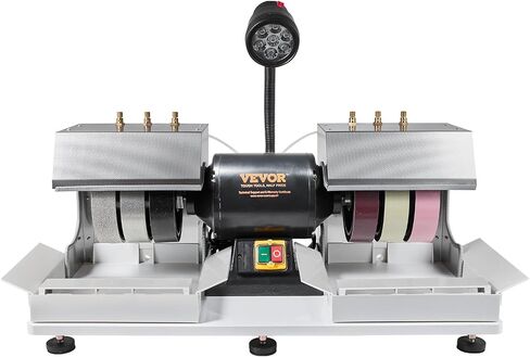 VEVOR Cabbing Machine, 6" 1/4HP 1800rpm Efficient, Lapidary Rock Grinder Polisher With Lamp & Water Pump, Gem Faceting Machine, Rock Grinding Machine for Gem Jade Stone, Create Cabochons for Necklaces in Kuwait