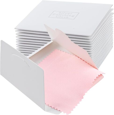 100 Pcs Jewelry Cleaning Cloth, Professional Polishing Cloth Individually Wrapped, Pink Silver Polishing Cloths for Jewelry Sterling Silver Gold Platinum Watch Coins and More (3.2" x 3.2") in Kuwait