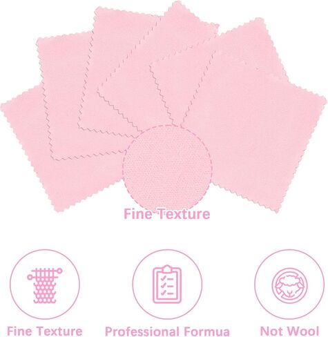 100 Pcs Jewelry Cleaning Cloth, Professional Polishing Cloth Individually Wrapped, Pink Silver Polishing Cloths for Jewelry Sterling Silver Gold Platinum Watch Coins and More (3.2" x 3.2") in Kuwait