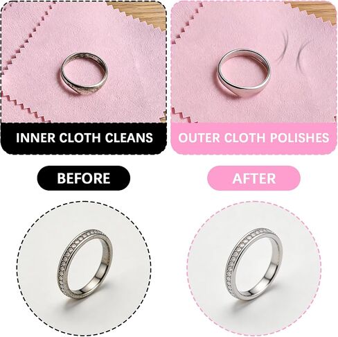 100 Pcs Jewelry Cleaning Cloth, Professional Polishing Cloth Individually Wrapped, Pink Silver Polishing Cloths for Jewelry Sterling Silver Gold Platinum Watch Coins and More (3.2" x 3.2") in Kuwait