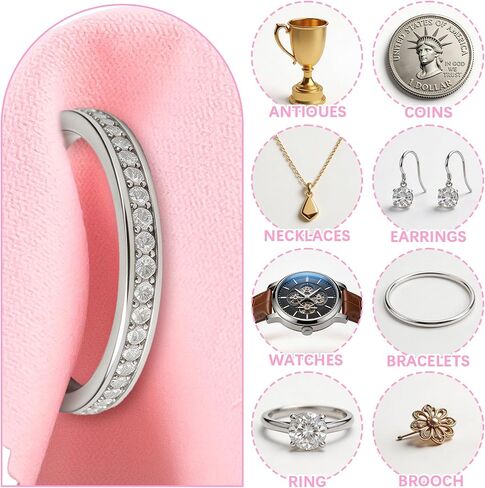 100 Pcs Jewelry Cleaning Cloth, Professional Polishing Cloth Individually Wrapped, Pink Silver Polishing Cloths for Jewelry Sterling Silver Gold Platinum Watch Coins and More (3.2" x 3.2") in Kuwait