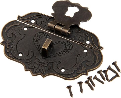 dophee Vintage Style Embossing Decorative Locking Hasp Latch Clasp with Screws for Jewelry Box Wooden Case Treasure Chest Wedding Card Box, 3.78"x2.44" in Kuwait