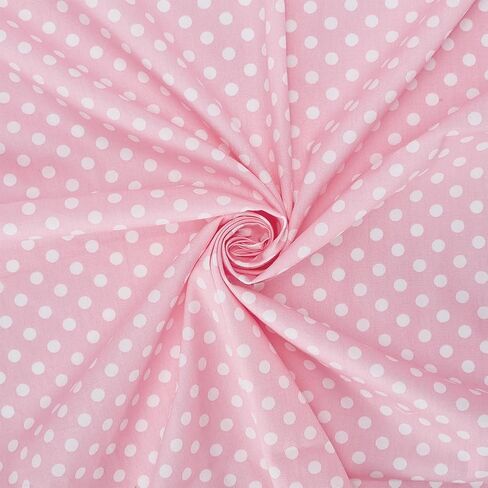 AHANDMAKER 1 Yards White with Pink Polka Dot Fabric, 63" Wide Cotton Quilting Patchwork Fabric by The Yard for Handmade Sewing Clothing Accessories DIY Craft Supplies in Kuwait