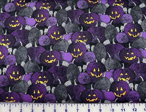 Cotton Fabric Halloween Moonlit Manor Purple Spooky Pumpkins 3071-34010 Fabric by the Yard in Kuwait