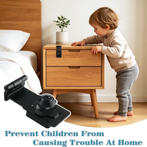 Alise Hasp Lock Right Angle 90°,Door Hinge Lock with Keys Clasp Latch Hinges Locks for Doors,2.5 Inch Black Chest Latches,without Padlock in Kuwait