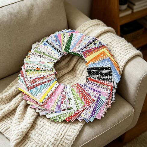 100Pcs Print Fabric Strips,Multicolor Precut Fabric Scraps,Floral & Geometric Fat Quarters Bundle for Sewing,Quilting,Patchwork & DIY Crafts in Kuwait