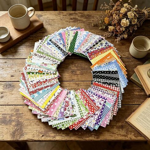 100Pcs Print Fabric Strips,Multicolor Precut Fabric Scraps,Floral & Geometric Fat Quarters Bundle for Sewing,Quilting,Patchwork & DIY Crafts in Kuwait