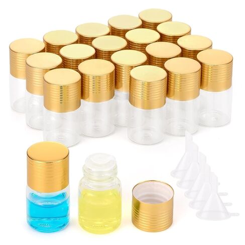 JIUWU 15ml 25pcs Clear Glass Bottles Storage Container Sample Cosmetic Herb Spice Specimen Vial, Aluminum Cap Clear Tiny Empty Sample Jars Sealed Ink Container Wishes Bottle in Kuwait