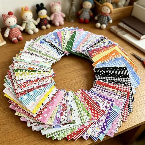100Pcs Print Fabric Strips,Multicolor Precut Fabric Scraps,Floral & Geometric Fat Quarters Bundle for Sewing,Quilting,Patchwork & DIY Crafts in Kuwait