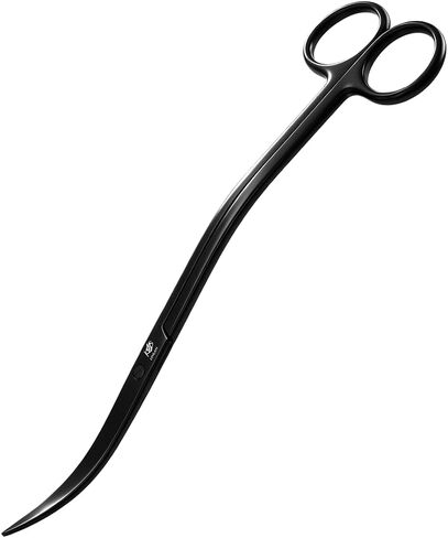 LINLAN 9.8-inch Wave Curve Aquarium Aquascaping Scissors, Full Chamfer Smooth Design, Carbonized Anti-Rust, for Even Foreground Trimming & Hemisphere Shaping in Kuwait