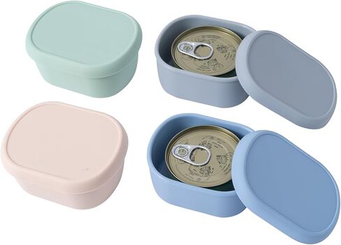 SLSON 4Pack Silicone Storage Container for 3oz Cat Canned Food Cans,Airtight Cat Food Sealer with Cover Lids Reusable Sealing Box for 2.56''/65mm Can Keep Food Fresh in Fridge in Kuwait